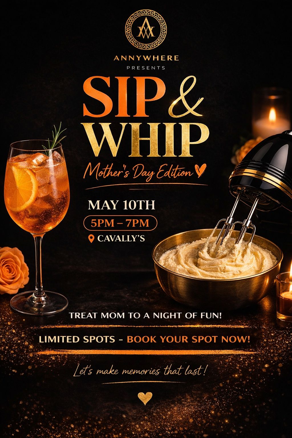 Sip & Whip Mother’s day Edition Event Annywhere workshop 
