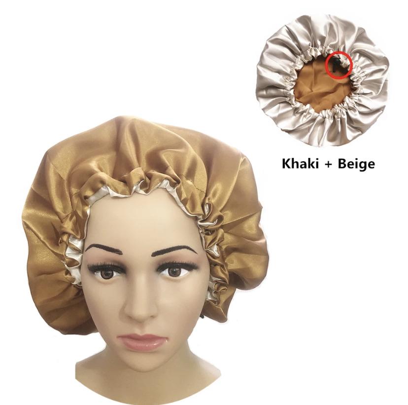 Reversible satin bonnet Adjustable bonnet annywhere Beige 