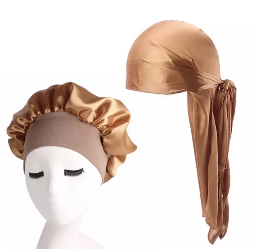 Satin durag & bonnet Silk duo annywhere Khaki 