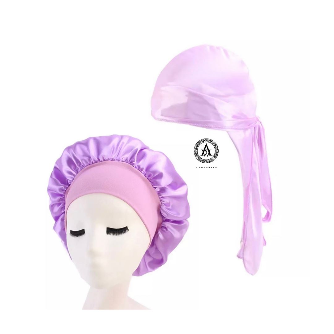 Satin durag & bonnet Silk duo annywhere Light purple 