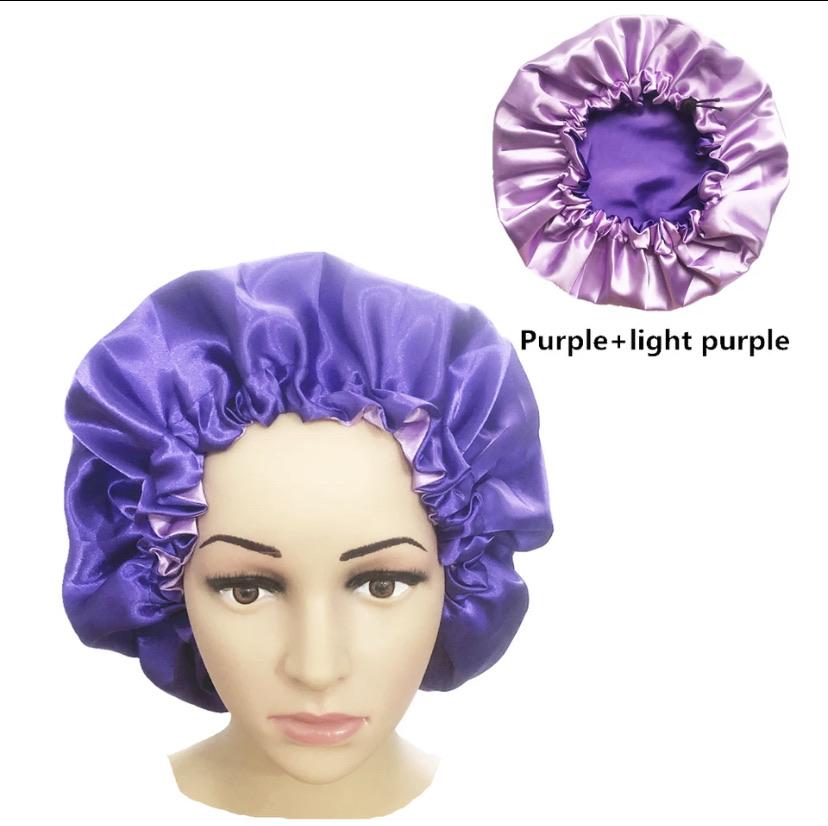 Reversible satin bonnet Adjustable bonnet annywhere Purple 