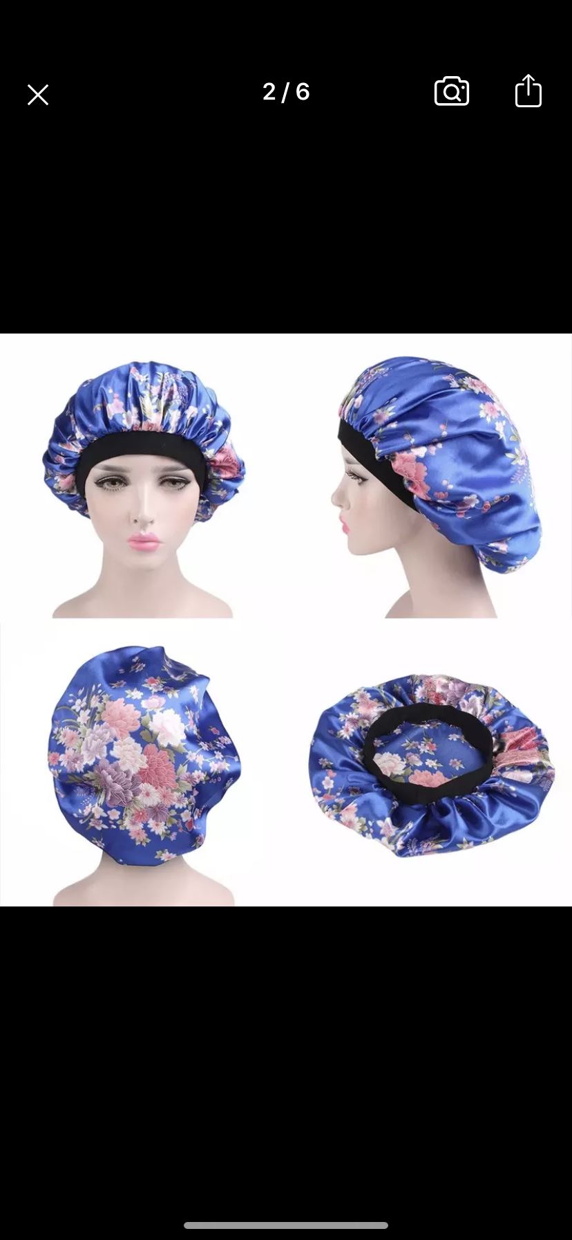 Satin Bonnet Satin bonnet annywhere Bleu with flowers 