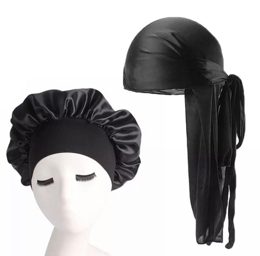 Satin durag & bonnet Silk duo annywhere Black 