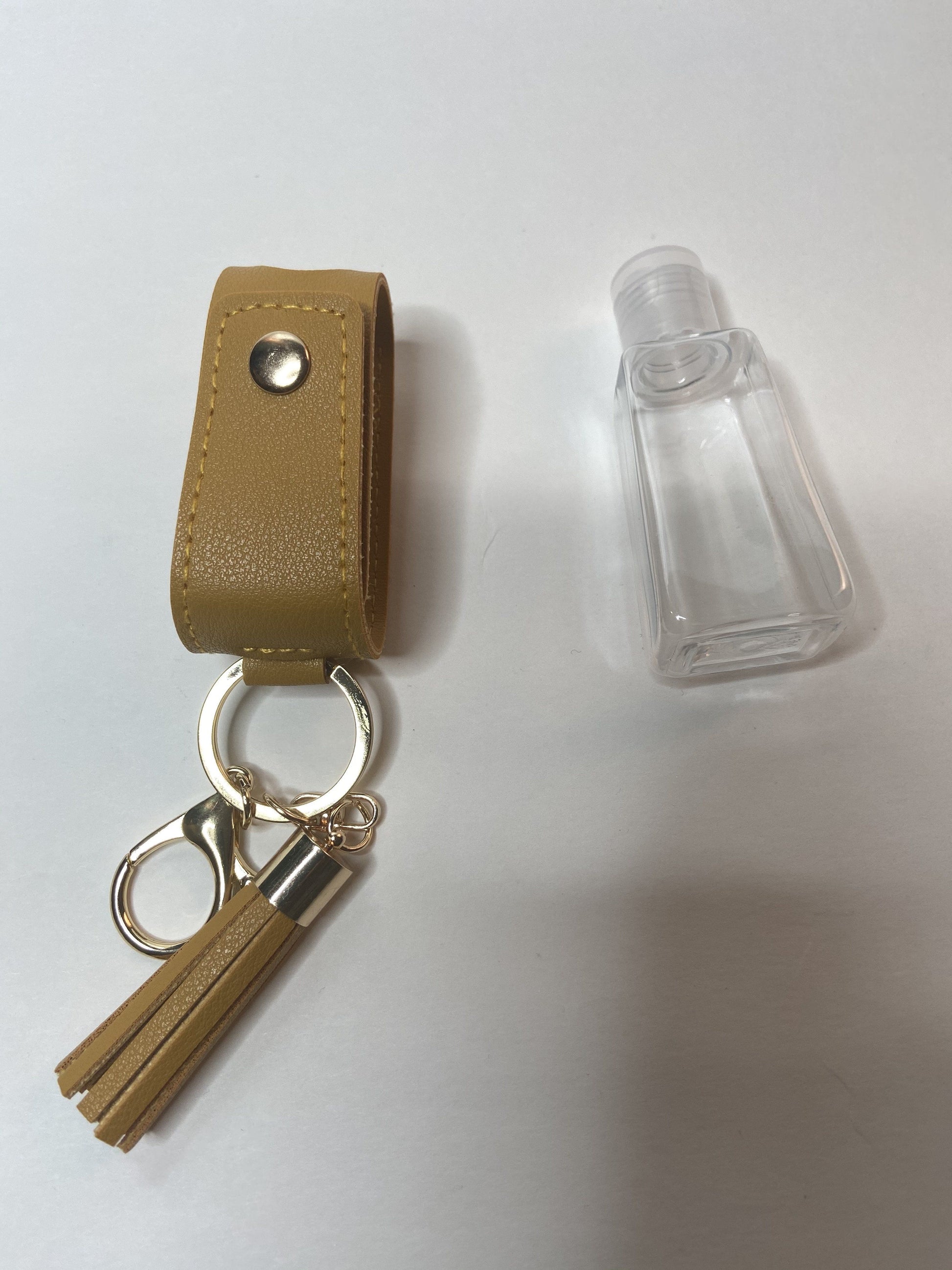 30Ml hand sanitizer leather keychain and empty bottle Annywhere 