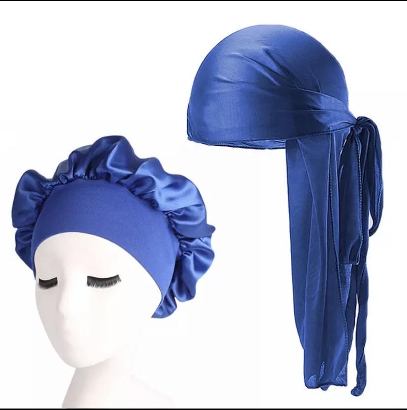 Satin durag & bonnet Silk duo annywhere Blue 