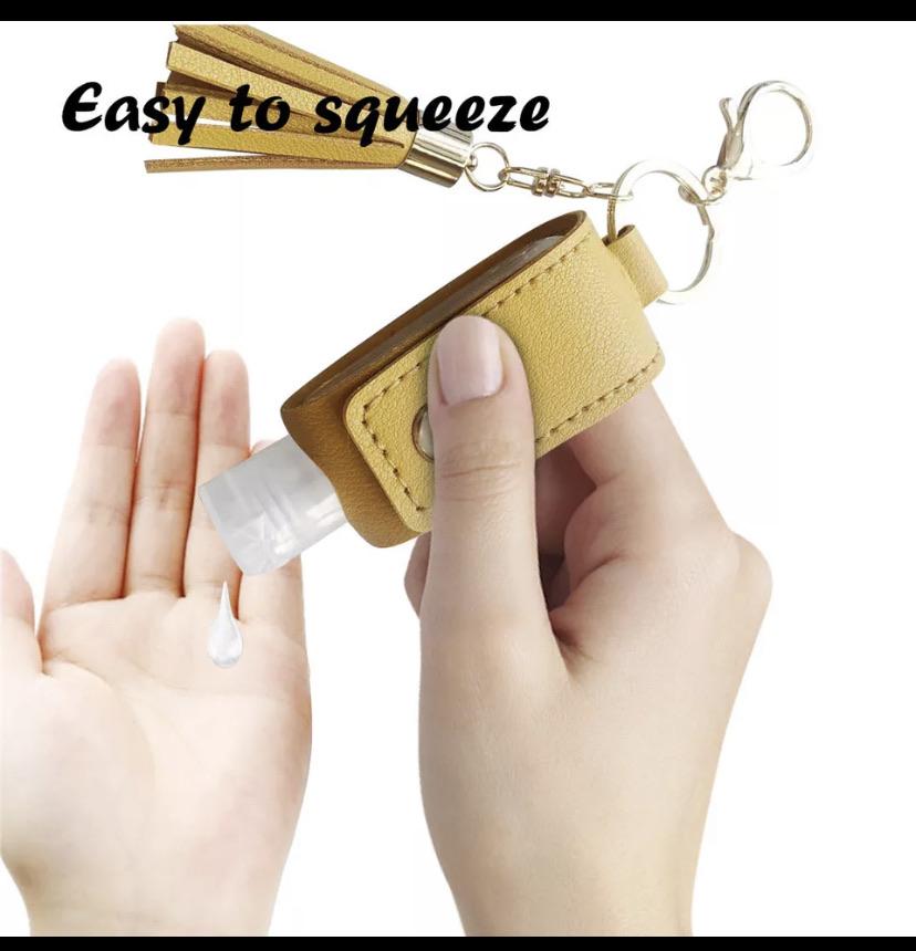 30Ml hand sanitizer leather keychain and empty bottle Annywhere 